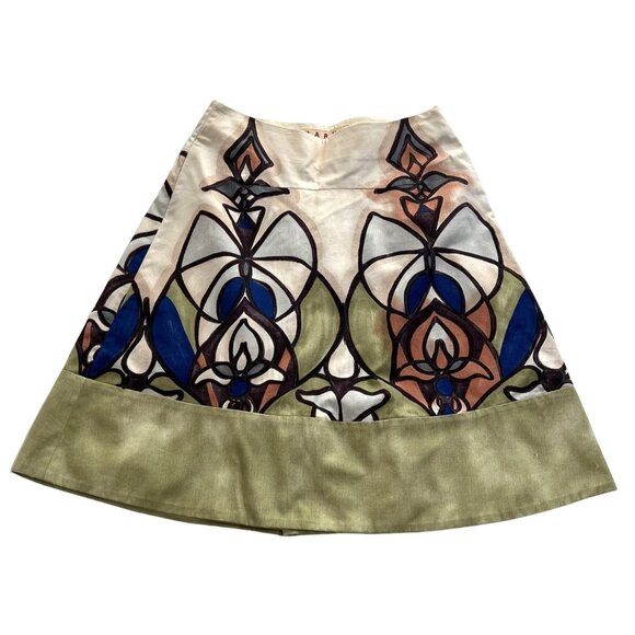 MARNI A-Line Skirt in Cream With Abstract Print - Picture 1 of 4